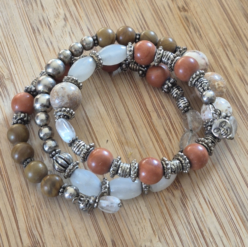 Handmade Multi-Color Earth Tone Boho Beaded Wrap Bracelet